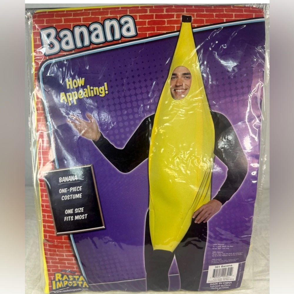 NEW RATSA IMPOSTA Banana Costume - Yellow OSFM ADULTS